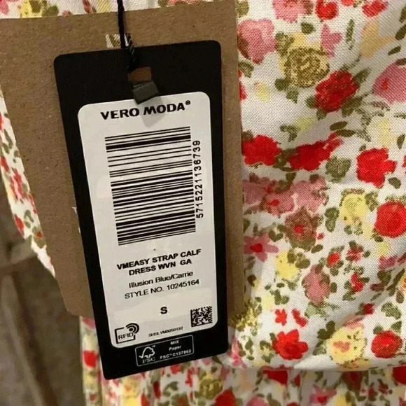 VERO MODA WOMENS FLORAL MID-CALF MIDI DRESS - Picture 4 of 4